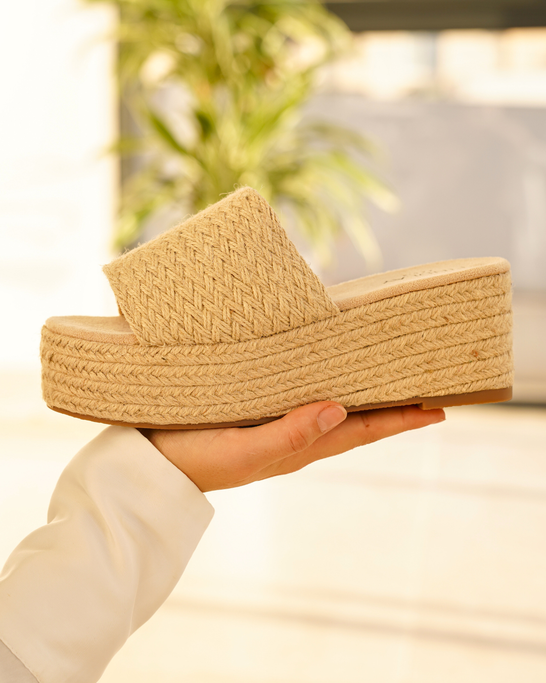 Sandalias cuña mujer beige - Sophia