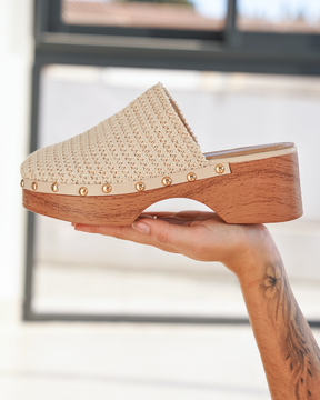 Sandalias mujer tacón cuadrado beige - Floriane