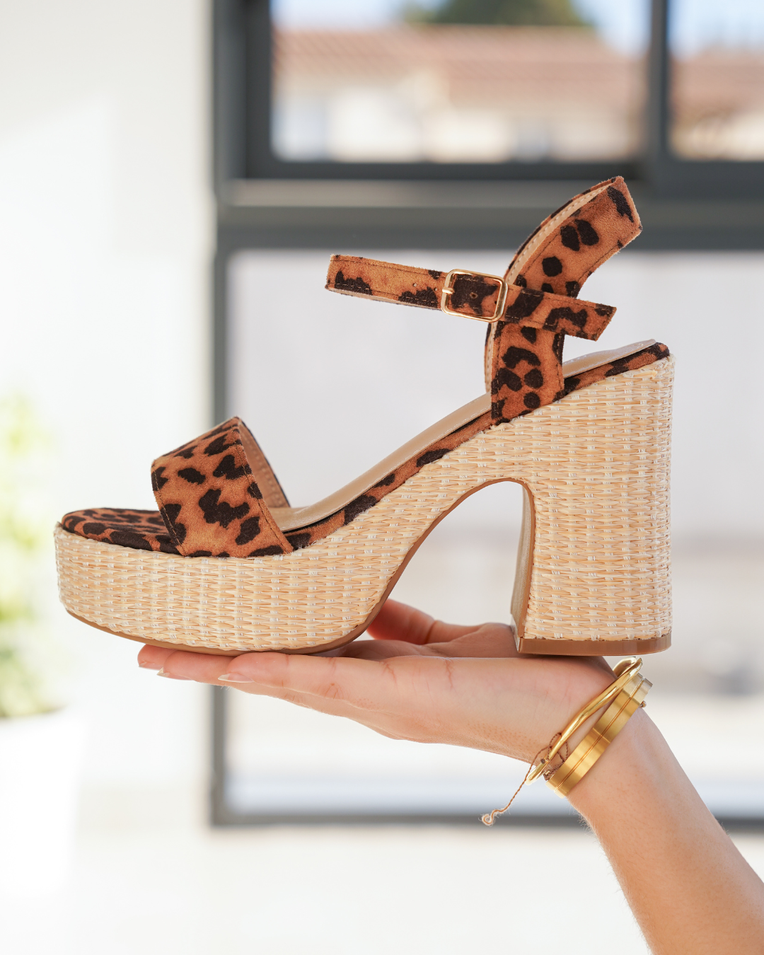 Sandalias mujer tacón cuadrado leopardo - Laurie