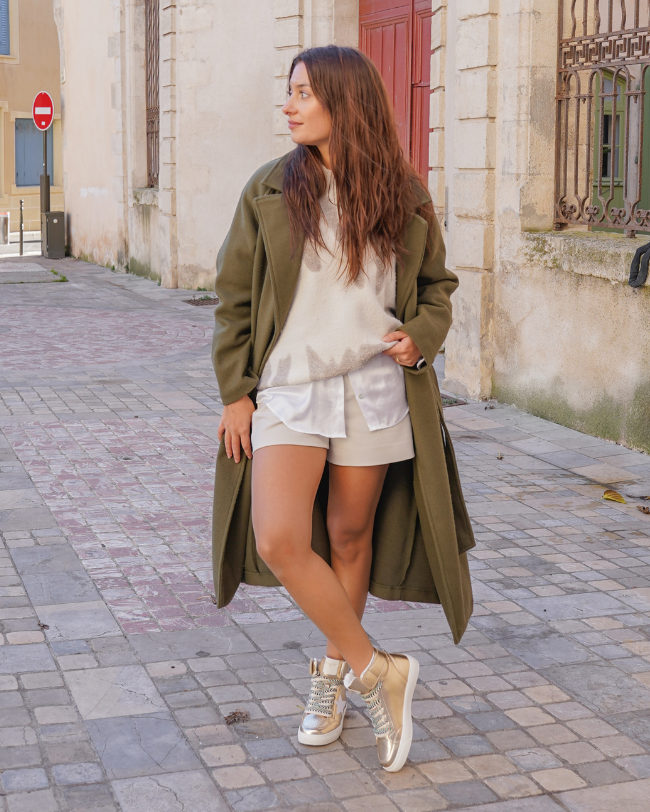 Zapatillas altas doradas mujer con cordones - Éliane