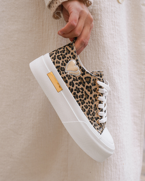 Zapatillas leopardo mujer con cuña y cordones - Maud