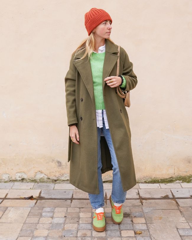 Zapatillas verdes mujer con cuña y cordones - Ondine