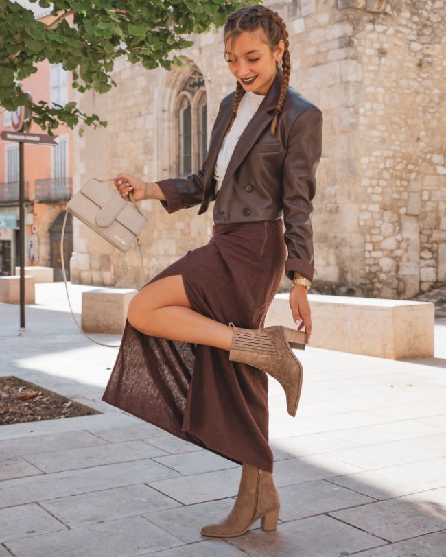 Bottines femme taupe à talon - Manon - Casual Mode