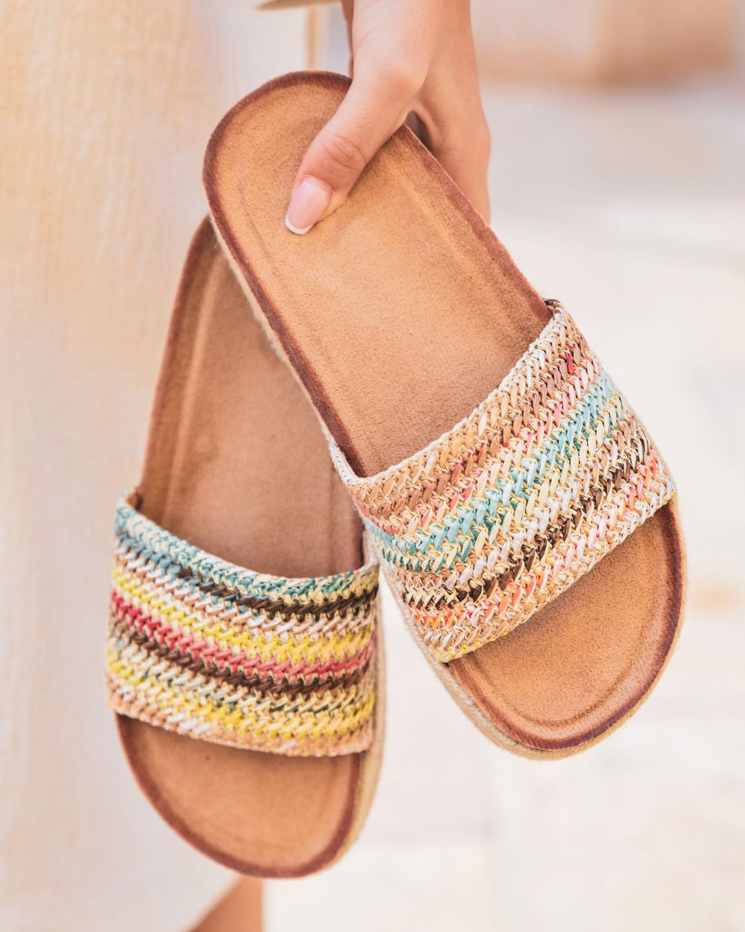 Sandale femme mule plateforme multicolore - Fabienne - Casualmode.fr