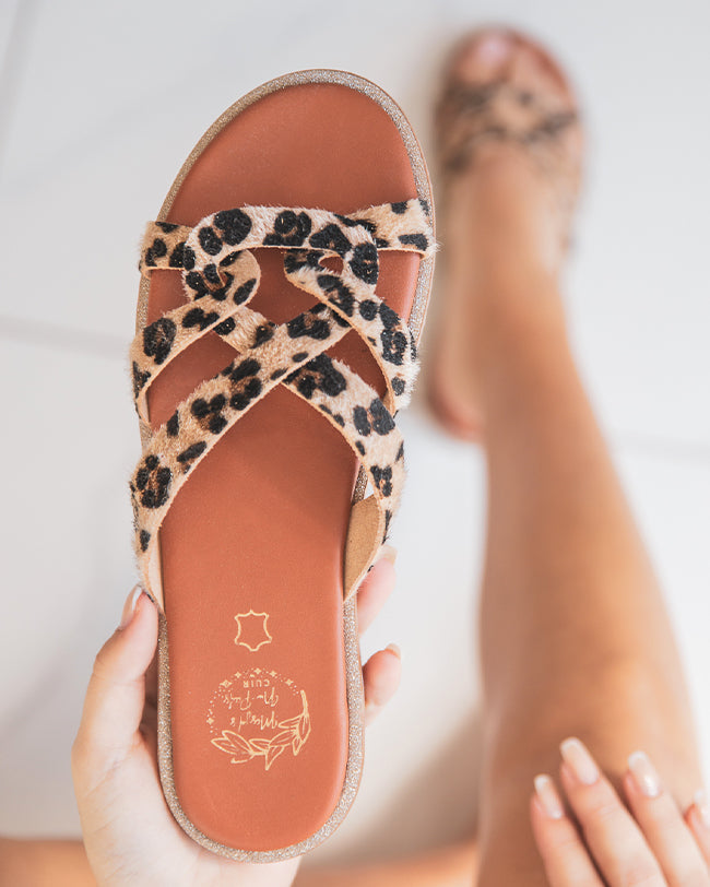 Sandale plate en CUIR léopard mule femme - MJNP82 - Casual Mode